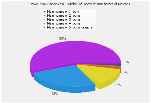 Number of rooms of main homes of Moléans