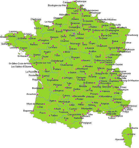 Map France Cities 