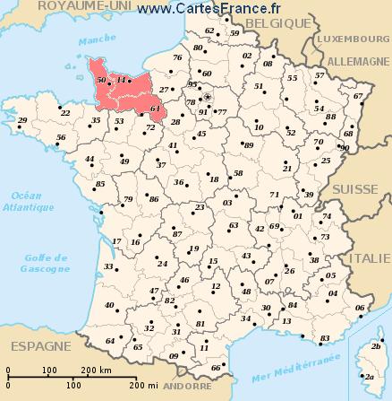 BASSE-NORMANDIE : map, cities and data of the region Basse-Normandie ...