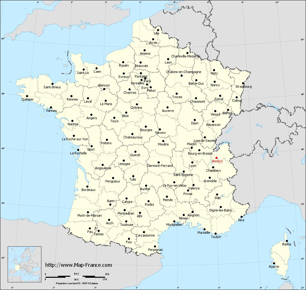 Administrative France Map Departements Annecy 
